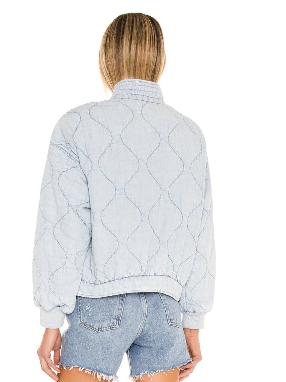 Quilted Jacket - Light Blue View 3